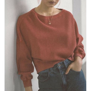 Out from Under Urban Outfitters Luciana Waffle knit thermal dolman Boxy Top Rust
